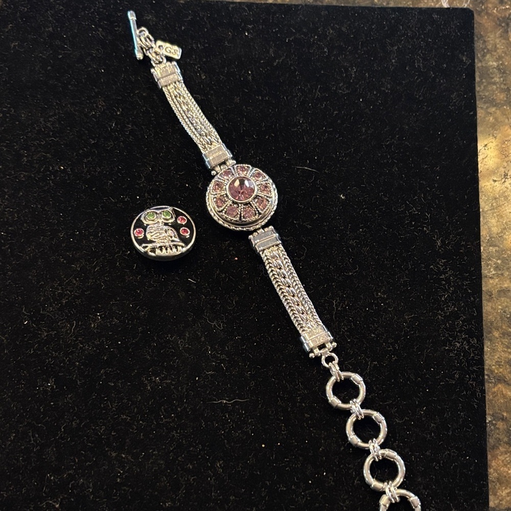 Ginger Snaps Elegant Silver and Pink Women's Bracelet